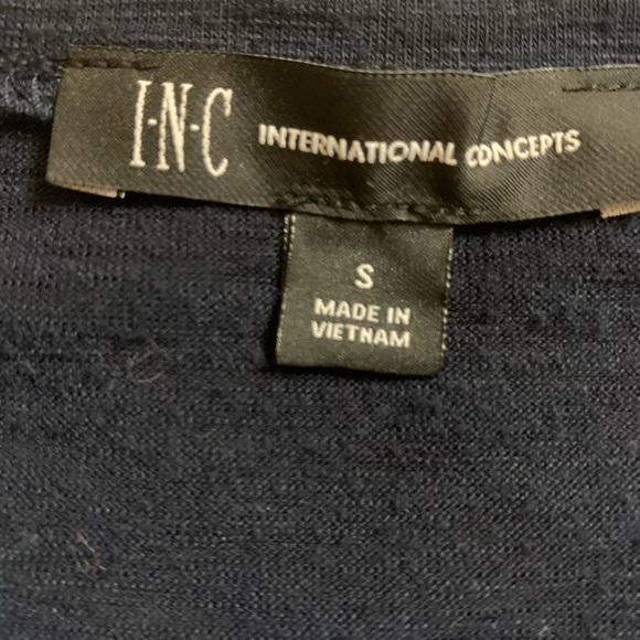 INC International Concepts Women Short Sleeve Ruched Top Size Small Navy Blue - Picture 7 of 8